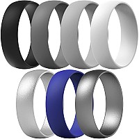 Thunderfit Silicone Rings For Men And Women 6Mm Wide 15Mm Thick Silver White Dark Silver Black Dark Grey Dark Blue Li