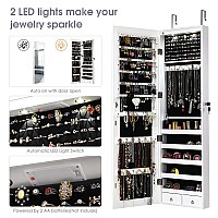 Giantex Wall Door Jewelry Armoire Cabinet With Fulllength Mirror 2 Leds Lockable Large Storage Jewelry Organizer With 475 M