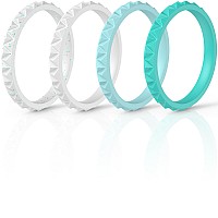 Thunderfit Womens Triangle Diamond Stackable Rings 16 Rings 12 Rings 8 Rings 4 Rings 1 Ring Thin Silicone Wedding Ri