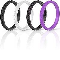 Thunderfit Womens Triangle Diamond Stackable Rings 16 Rings 12 Rings 8 Rings 4 Rings 1 Ring Thin Silicone Wedding Ri