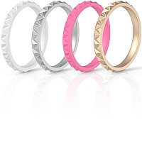 Thunderfit Womens Triangle Diamond Stackable Rings 16 Rings 12 Rings 8 Rings 4 Rings 1 Ring Thin Silicone Wedding Ri