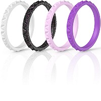 Thunderfit Womens Triangle Diamond Stackable Rings 16 Rings 12 Rings 8 Rings 4 Rings 1 Ring Thin Silicone Wedding Ri