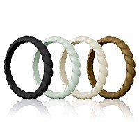 Egnaro Braided Silicone Wedding Ring For Womena