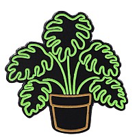 Neon Monstera Glowinthedark Plant Enamel Pin