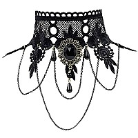 Iwensheng Halloween Costumes Jewelry For Women Steampunk Black Lace Choker Necklace Gothic Jewelry Accessories Vampire Choker