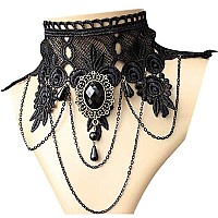 Iwensheng Halloween Costumes Jewelry For Women Steampunk Black Lace Choker Necklace Gothic Jewelry Accessories Vampire Choker