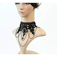 Iwensheng Halloween Costumes Jewelry For Women Steampunk Black Lace Choker Necklace Gothic Jewelry Accessories Vampire Choker