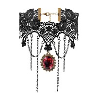 Iwensheng Halloween Costumes Jewelry For Women Steampunk Black Lace Choker Necklace Gothic Jewelry Accessories Vampire Choker