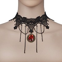 Iwensheng Halloween Costumes Jewelry For Women Steampunk Black Lace Choker Necklace Gothic Jewelry Accessories Vampire Choker