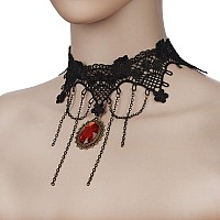 Iwensheng Halloween Costumes Jewelry For Women Steampunk Black Lace Choker Necklace Gothic Jewelry Accessories Vampire Choker