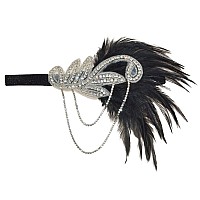 Dreshow 1920S Accessories Sets Costume Gatsby Feather Headband Earrings Gloves