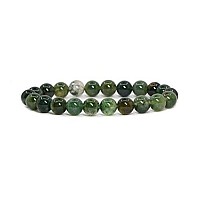 Adabele Real Natural Moss Agate Gemstone Beaded Bracelet 75 Inch Stretch Chakras Healing Crystal Stone Jewelry Women Men Mom Gif