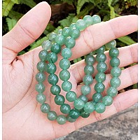 Adabele Real Natural Green Aventurine Gemstone Beaded Bracelet 75 Inch Stretch Chakras Healing Crystal Stone Jewelry Women Men