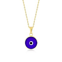 Gelin 14K Solid Gold Evil Eye Protection Charm Pendant Necklace Evil Eye Jewelry For Women