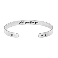 Joycuff Nothing Can Stop You Encouragement Gifts For Women Christmas Jewelry For Her Mantra Cuff Bangle Bracelet Engraved