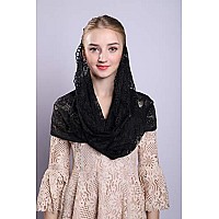 Soft And Comfortable Mantilla Veils Spanish Style Lace Infinity Veil Mantilla Latin Black