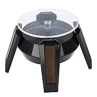 Solar Turntablesolar Rotating Display Stand 360 Rotating Turntable With Led Light For Watch Phone Jewelry Display Black