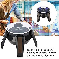 Solar Turntablesolar Rotating Display Stand 360 Rotating Turntable With Led Light For Watch Phone Jewelry Display Black