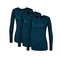 Sivvan Scrubs For Women Long Sleeve Comfort Underscrub Tee 3Pack S85003 Caribbean Blue Xl