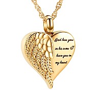 Shajwo Cremation Jewelry Angel Wing Heart Urn Necklaces For Ashes Memorial Keepsake Pendant For Women Mengold