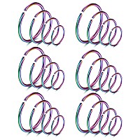 Loyallook 18Pcs 20G 316L Stainless Steel Nose Ring Hoop Cartilage Hoop Septum Piercing 612Mm H24Pcs Color Tone