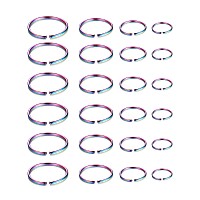 Loyallook 18Pcs 20G 316L Stainless Steel Nose Ring Hoop Cartilage Hoop Septum Piercing 612Mm H24Pcs Color Tone