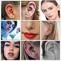 Loyallook 18Pcs 20G 316L Stainless Steel Nose Ring Hoop Cartilage Hoop Septum Piercing 612Mm H24Pcs Color Tone