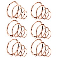 Loyallook 18Pcs 20G 316L Stainless Steel Nose Ring Hoop Cartilage Hoop Septum Piercing 612Mm Krose Gold Tone