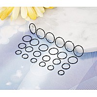 Loyallook 18Pcs 20G 316L Stainless Steel Nose Ring Hoop Cartilage Hoop Septum Piercing 612Mm I24Pcs Black Tone