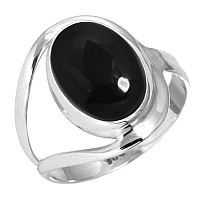 Jeweloporium 925 Sterling Silver Ring For Women Genuine Black Onyx Stone Fashion Silver Ring Size 75 Halloween Gift Boho Jewe