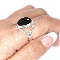 Jeweloporium 925 Sterling Silver Ring For Women Genuine Black Onyx Stone Fashion Silver Ring Size 75 Halloween Gift Boho Jewe