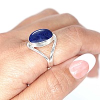 Jeweloporium 925 Silver Ring For Women Size 75 Blue Natural Lapis Lazuli Gemstone Vintage Silver Ring Halloween Gift Solitair