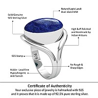 Jeweloporium 925 Silver Ring For Women Size 75 Blue Natural Lapis Lazuli Gemstone Vintage Silver Ring Halloween Gift Solitair