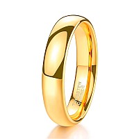 Trumium 4Mm Tungsten Wedding Band Ring For Men Women Gold Plated Domed High Polished Comfort Fit 65