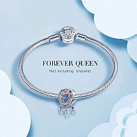 Forever Queen Dream Catcher Charm Fit Charms Bracelet 925 Sterling Silver Feathers Tassel Bead Charm With Colorful Stones Pendan