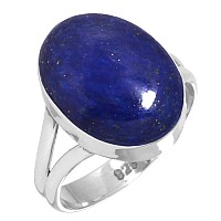 Jeweloporium 925 Sterling Silver Ring For Women Size 9 Blue Genuine Lapis Lazuli Gemstone Solitaire Silver Ring Halloween Gift