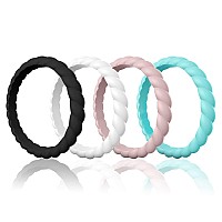 Egnaro Silicone Wedding Ring For Womenseamless Thin And Stackble Braided Rubber Wedding Bands Rubber Rings For Women