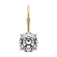 Everyday Elegance 14K Solid Yellow Gold Earrings Round Cut Cubic Zirconia Leverback Drop Dangle Basket Setting 150 Ctw 075 Ct