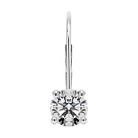 Everyday Elegance 14K Solid White Gold Earrings Round Cut Cubic Zirconia Leverback Drop Dangle Basket Setting 10 Ctw 05 Ctw E