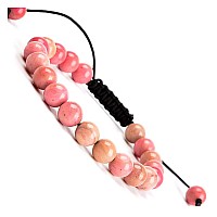 Massive Beads Natural Rhodochrosite Bracelet Gemstone Braided Macrame Bracelet Healing Crystal Great Gifts Pink Rhodochrosite