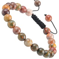 Massive Beads 8Mm Natural Picasso Jasper Artistic Braided Macrame Bracelet Gift Picasso Jasper 8Mm