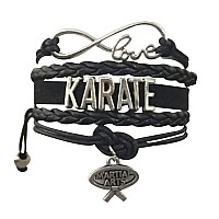 Sportybella Karate Charm Bracelet Infinity Karate Adjustable Charm Bracelet With Martial Arts Charm Gift For Women And Girls