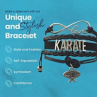 Sportybella Karate Charm Bracelet Infinity Karate Adjustable Charm Bracelet With Martial Arts Charm Gift For Women And Girls