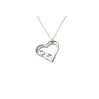 25 Year Wedding Anniversary Necklace Heart Shaped With 25 Year Cut Out Design