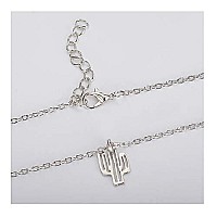 Hundred River Friendship Cactus Necklace Cactus Pendant Chain Necklace With Message Card Gift Card Cactus S