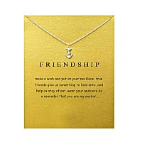 Hundred River Friendship Anchor Compass Necklace Good Luck Elephant Pendant Chain Necklace With Message Card Gift Card Anchor S