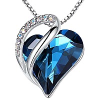 Leafael Womens Brass Necklaces Infinity Love Heart Pendant Birthstone Crystal Jewelry Gifts For Wife Silver Plated 18 2 Inch