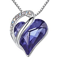 Leafael Womens Brass Necklaces Infinity Love Heart Pendant Birthstone Crystal Jewelry Gifts For Wife Silver Plated 18 2 Inch