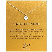 Lang Xuan Message Card Graduation Gift Compass Necklace Good Luck Bar Pendant Necklace For Women Jewelry