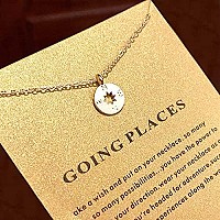 Lang Xuan Message Card Graduation Gift Compass Necklace Good Luck Bar Pendant Necklace For Women Jewelry